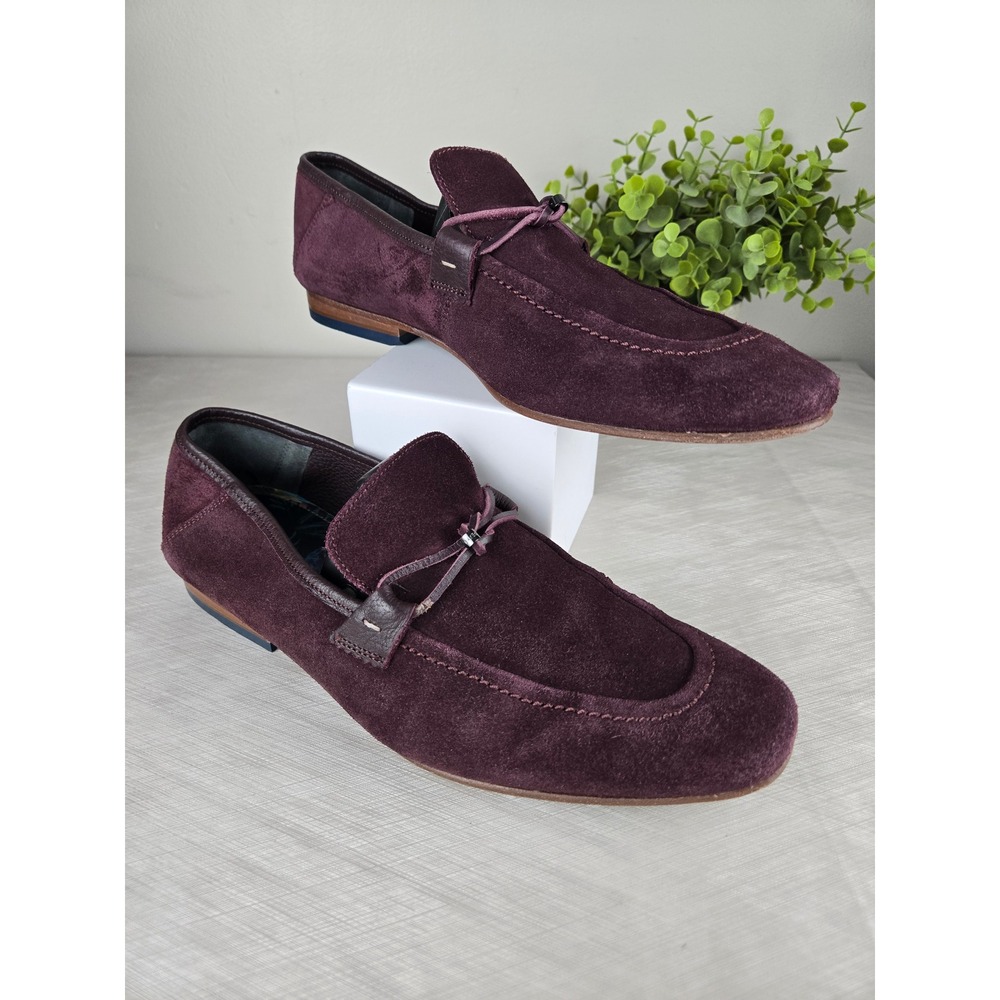 Ted Baker London SIBLAC Burgundy Suede Loafers Mens US 11 EU 44 Parrot Print